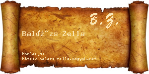 Balázs Zella névjegykártya